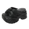 Fashion New Summer Leather Slippers Women's Outside Chunky Sandals 2025 Fashion 9CM Wedges Platform Shoes Woman Flats Beach Flip Flops