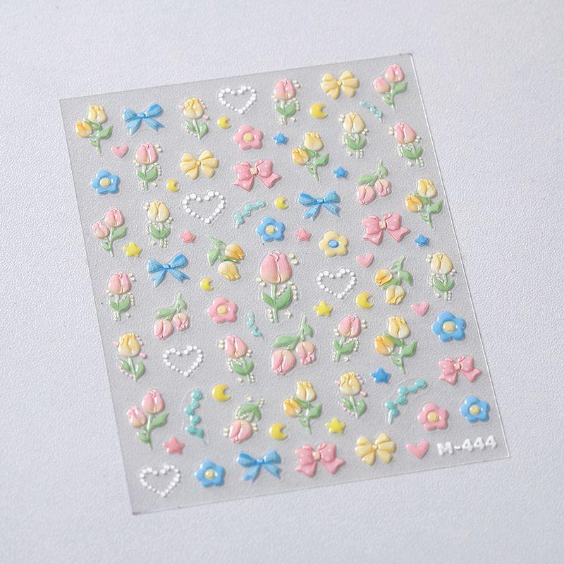 

Season Jelly Glue Tulip Bows Nail Art Sticker Waterproof Nail Sticker Decorative Decals Ornament M444 445 M444 (jelly)