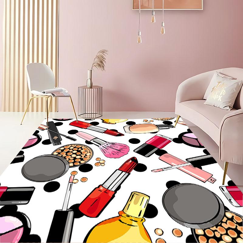 Cartoon Make Up Cosmetics Carpets for Home Living Room  Adults Bedroom Cloakroom Sofa Doormat Kitchen Floor Rugs Anti-slip Decor