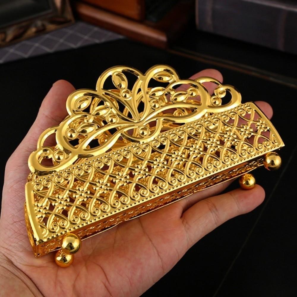 Space-Saving Ironwork Gold Tissue Holder Standing Vertical Paper Storage Rack Countertop