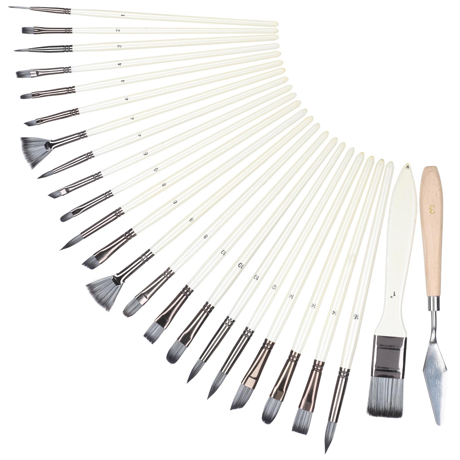 

24Pcs Painting Brush Set Nylon Wool Wooden Handle with Bag for Acrylic Watercolor Paint
