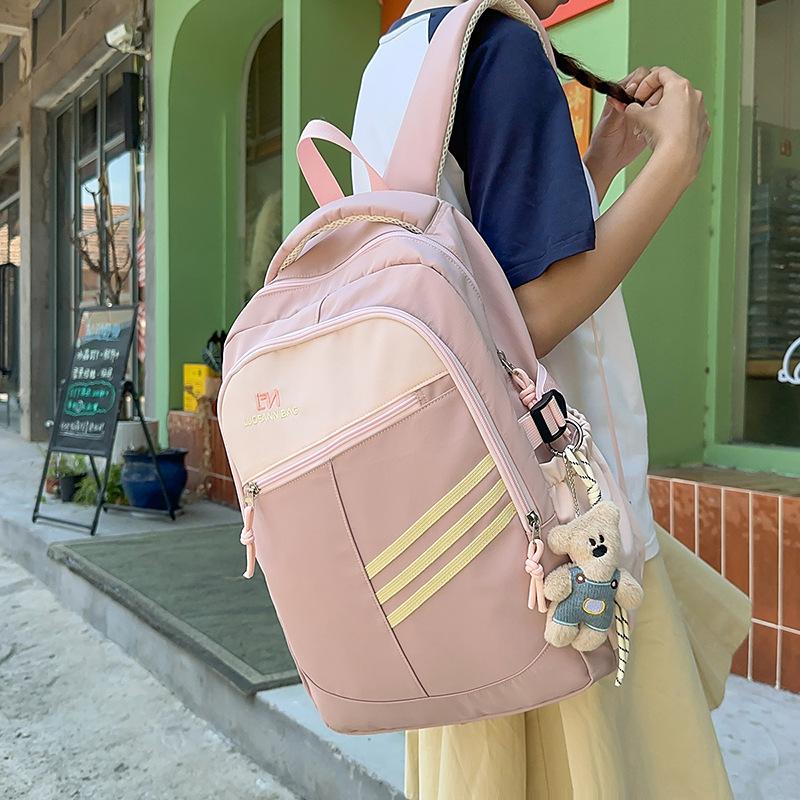 Color Block Women's Backpack Student's Large Capacity Schoolbag Travel Backpack