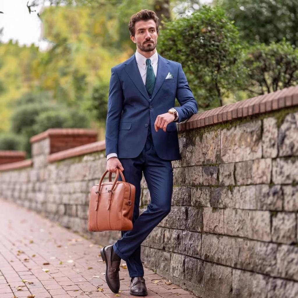 3 Piece  Men's Suits Slim Fit Peak Lapel Elegant Wedding Business Party Jacket Vest Pants Set High Quality