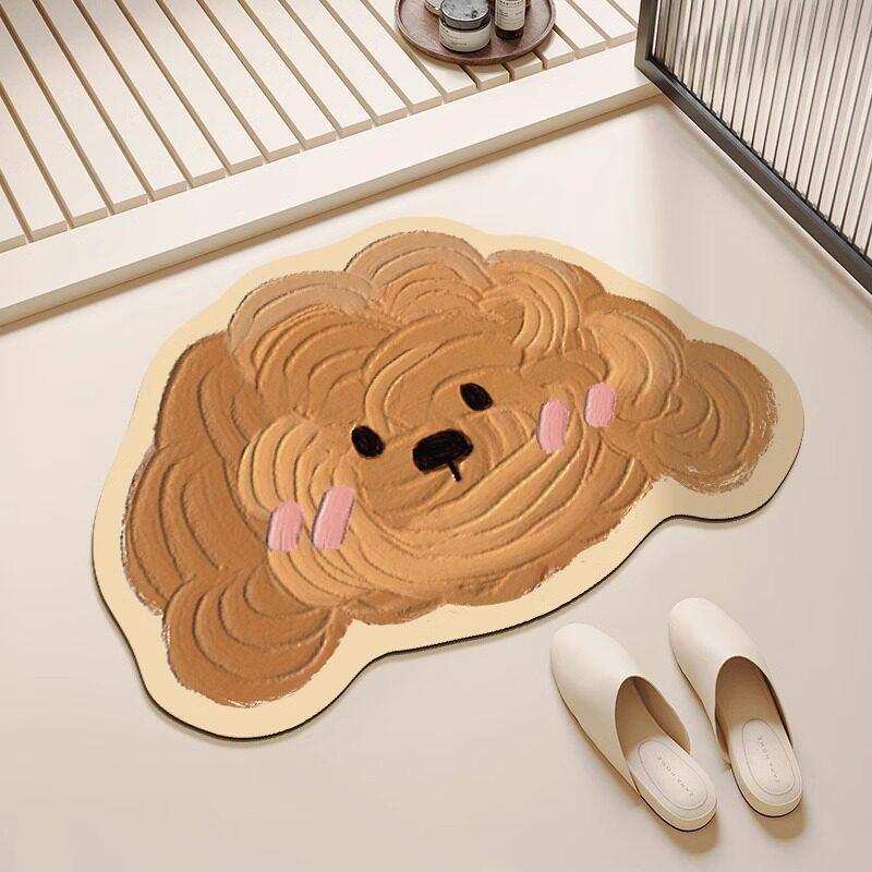 Dirt-Resistant Quick-Dry Non-Slip Cartoon Bathroom Mat with Diatomaceous Earth Water Absorption