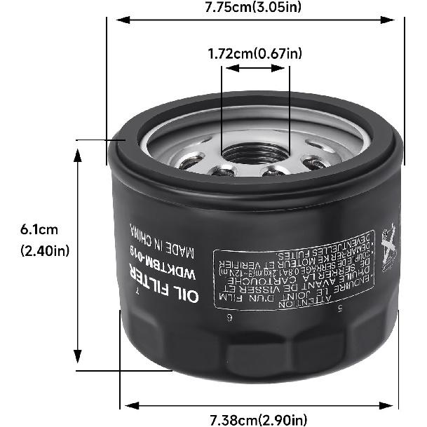 49065-0721 Oil Filter Compatiable With Kawasaki FR730V FX730V FR691V FS691V FR600V FX691V FS651V FR651V FX600V Engines Replace 49065-7007 2Pcs