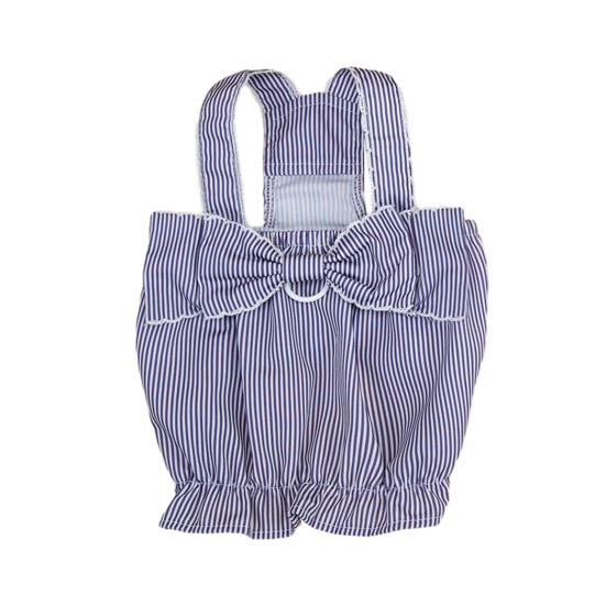 Pet Striped Dress Spring Summer Sleeveless Large Bow Small Dogs Cats Dress Breathable Pet Costume Outfit Apparel XS темно-синий