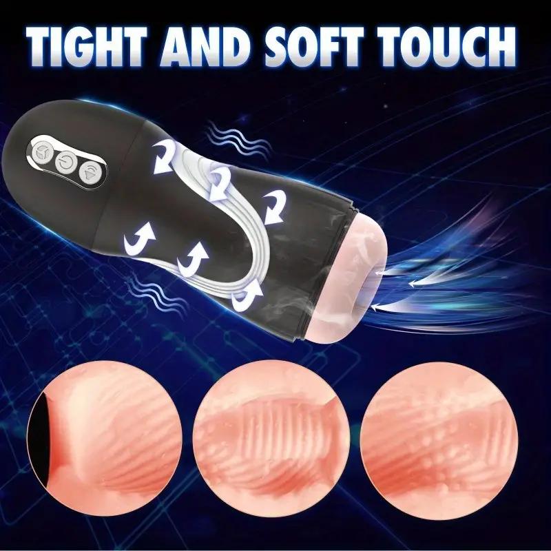 Men's Automatic Masturbation Cup Men's Masturbation 10 Frequency Vibration 7 Frequency Absorption 3 Tones One Click Burst TPE+ABS Material