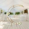 7ft Gold Metal Crescent Moon Wedding Arch Stand, Half Curved Flower Balloon Frame Birthday Party Backdrop