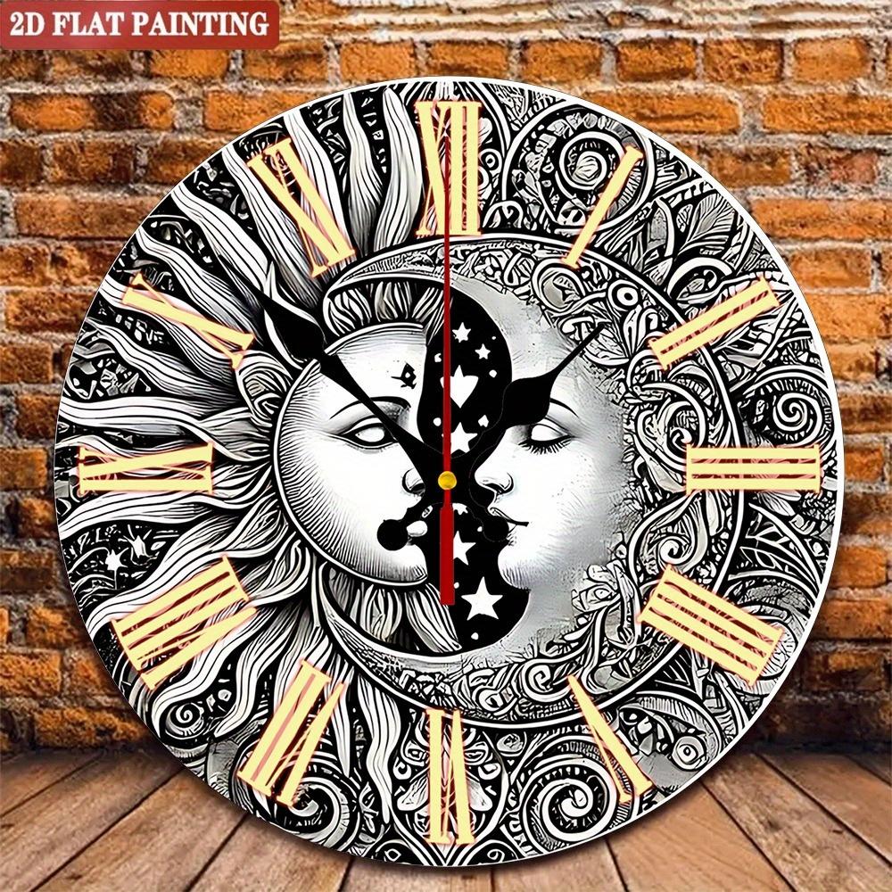 

Настенные часы «Небесное Солнце и Луна». Черно-белые римские цифры для гостиной или спальни.