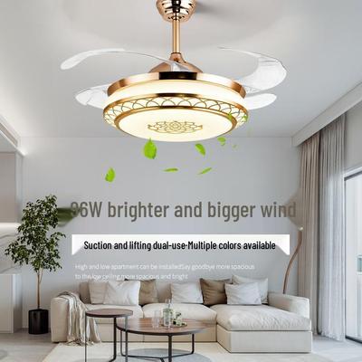 Smart Variable Frequency Ceiling Fan with Chandelier for Living Room, Bedroom, and Restaurant