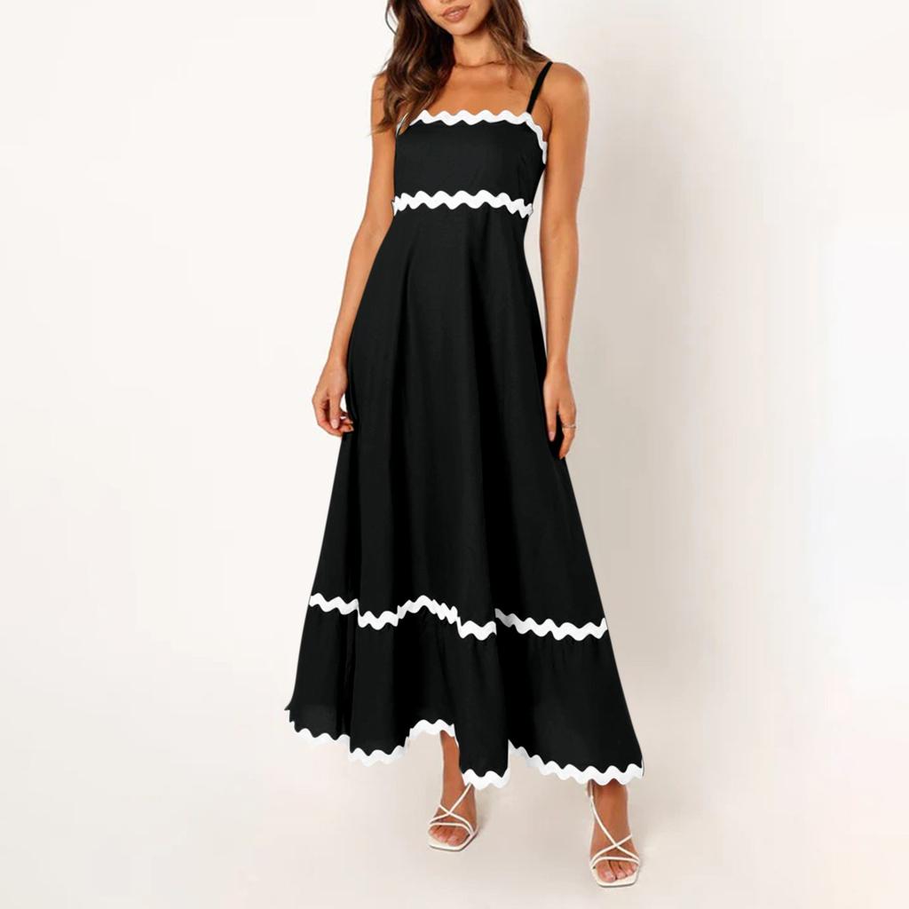 Damenmode Sexy Einfarbig Ärmelloses Kleid Mit Verstellbaren Trägern Trägerlos