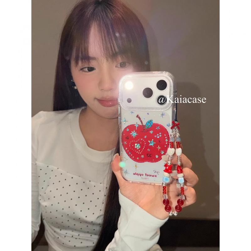 

Transparent Gold Foil Stars Case for iPhone 17 Pro Max, Red Apple Design, iPhone 16 Pro Compatible iPhone 15