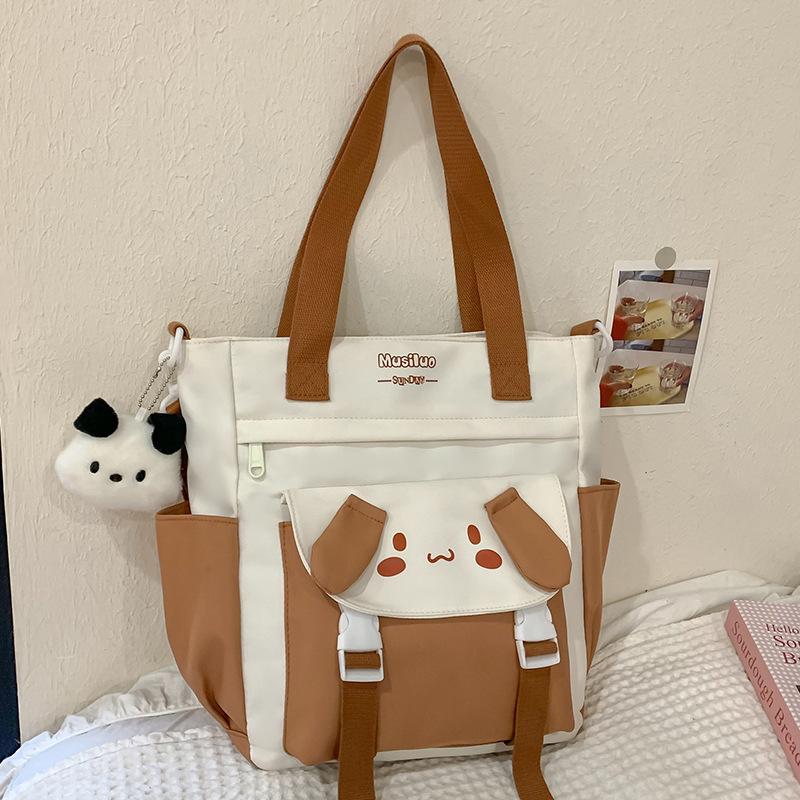 Tutorial Tasche Handtasche Tragen Büchertasche Grundschülerinnen Nachhilfetasche Kontrastfarbe Handheld Ein Schulter Umhängetasche