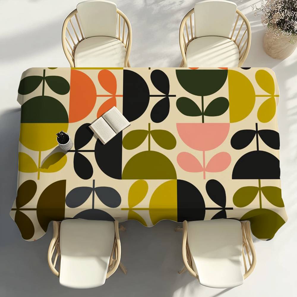O-Orla Kiely Flower Party Decor Dining Room Home Kitchen Patios Waterproof Stain-Proof Table Cloth
