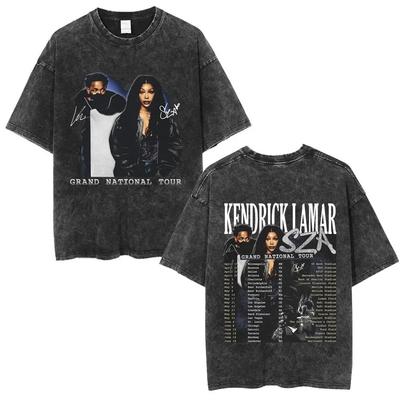 Gewaschene Vintage Rapper Kendrick Lamar & SZA Grand National Tour 2026 T-Shirts Sie Sind Nicht Wie Wir Grafik T-Shirt Herren Hip Hop T-Shirt