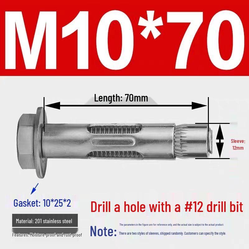 Stainless Steel Expansion Bolt with External Hex & Built-in Hole