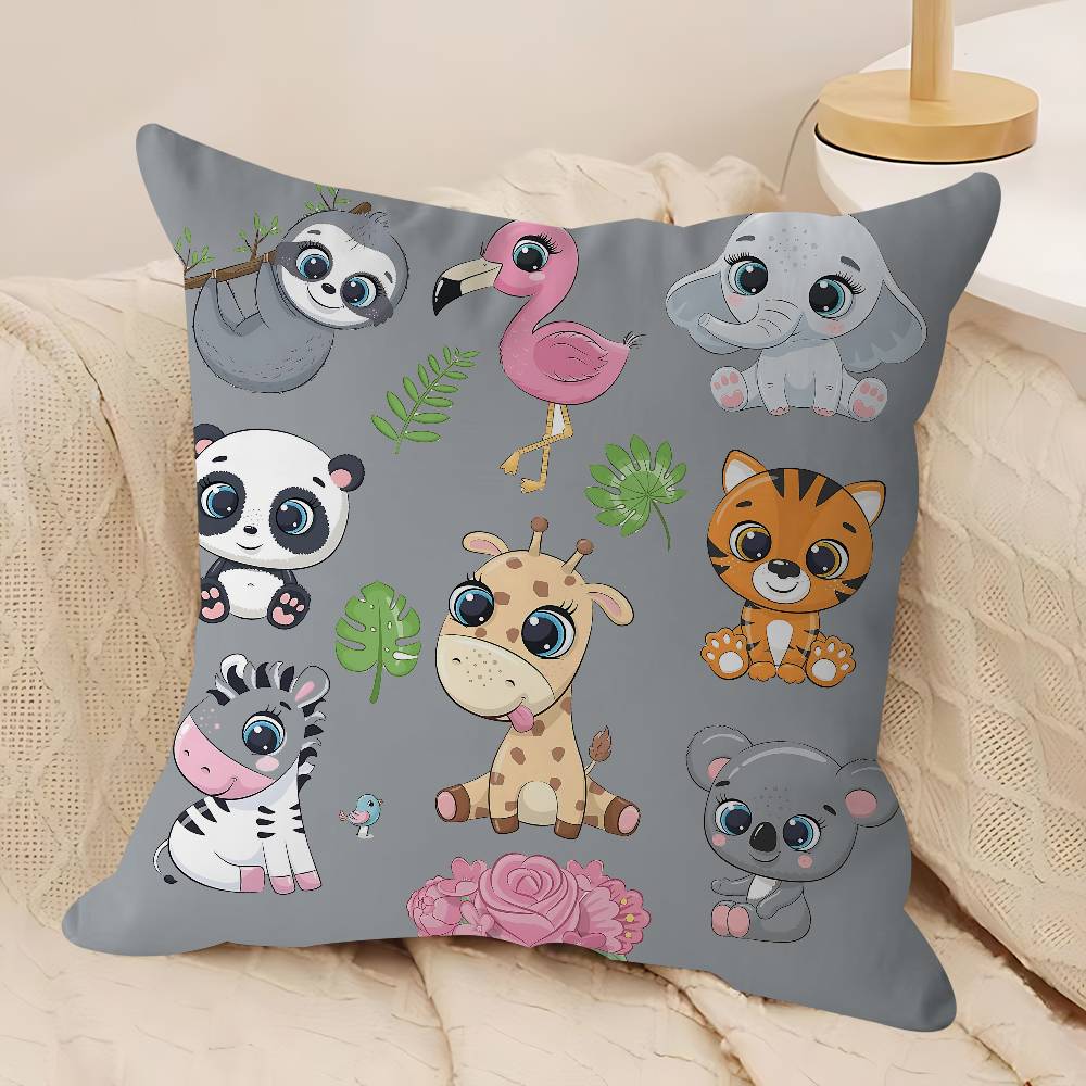 

Cartoon Cute Animals Cushion Cover Pillowcase Upholstery Sofa Throw Pillow Home Decor Pillowcas 12x12Inch