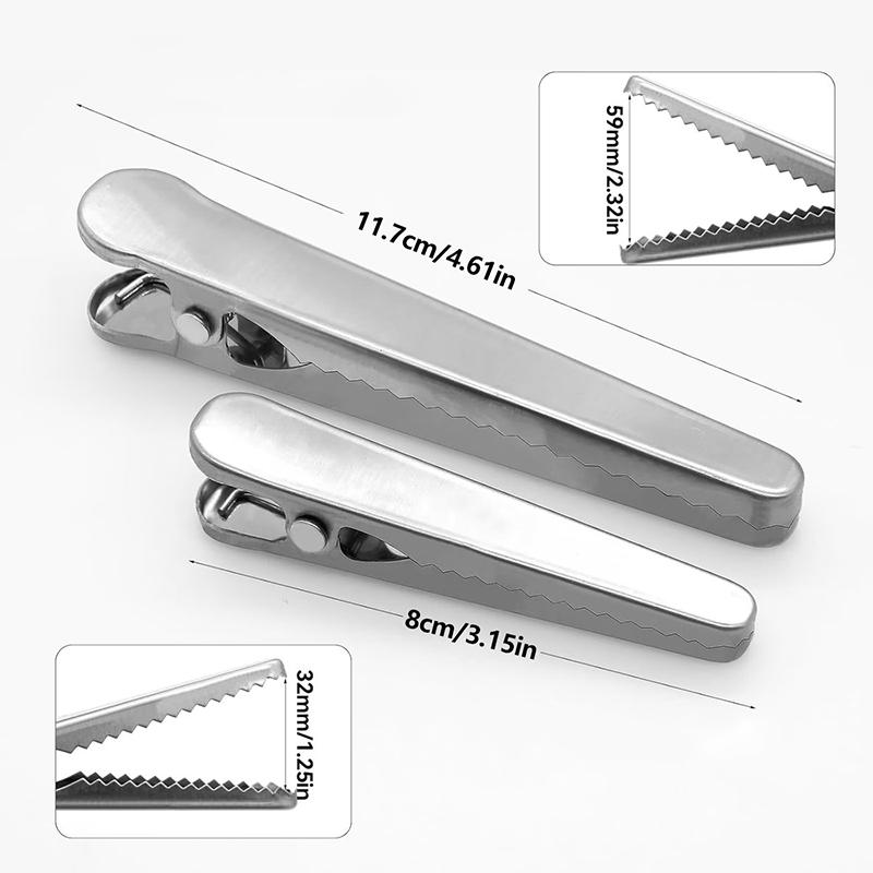 3/6/12Pcs Stainless Steel Clips, Multi-Purpose Food Storage Bag Clips, Reusable Kitchen Alligator Clip Office Binding