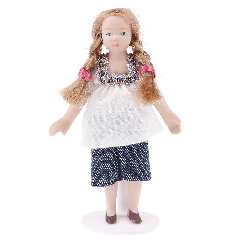 1/12 Dollhouse Miniature Porcelain Doll People Model Beautiful Youth Boy Girl Decoration Doll House Plaything For Kids