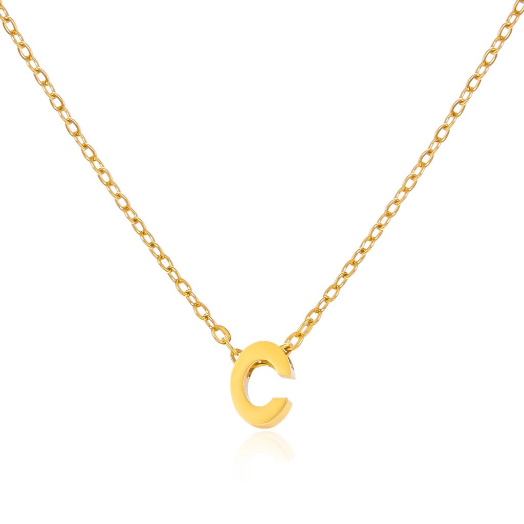 Simple Stainless Steel A-Z Initial Letter Necklaces for Women 26 Alphabet Pendant Clavicle Chain Choker Birthday Party Jewelry