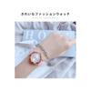 Girls Quartz Casual Watch Round Face 28mm PU Leather Band Japanese Movement Arabic Numerals Water Resistant Black Belt Gold Case