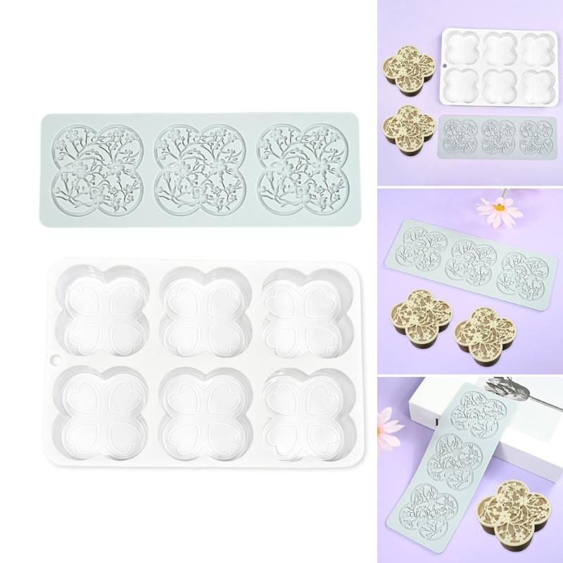 2pcs Fondant Impressions Mats Pastry Moulds Flower/Leaf Pattern Lace Mat Chocolate Silicone Molds for Cake Decorating