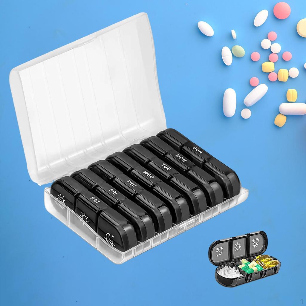 Daily Tablet Box Case AM Portable Seven Days Boxes 3 Times A Day Container for Fish