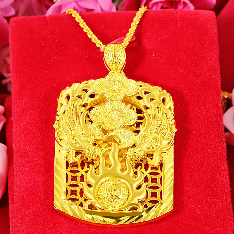 

Золотой цвет, новый этнический стиль, Zhaocai Feitian, брендовая подвеска с драконом, мужская подвеска с двойным драконом и полым боссом 40CM