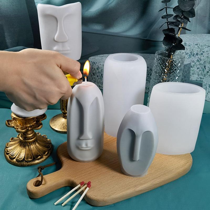 Abstract Face Silicone Candle Mold DIY Handmade Plaster Sculpture Decor