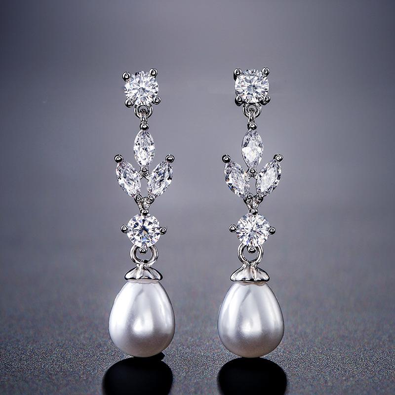 Luxury Elegant Pearl Crystal Drop Earrings For Women New Waterdrop Long Tassel Earrings Female Party Wedding Jewelry Gifts
