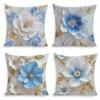 Ice Blue Flower Decorative Pillowcase, Ultra-Soft Polyester Material Living Room Sofa Backrest Car Pillowcase Home Decoration