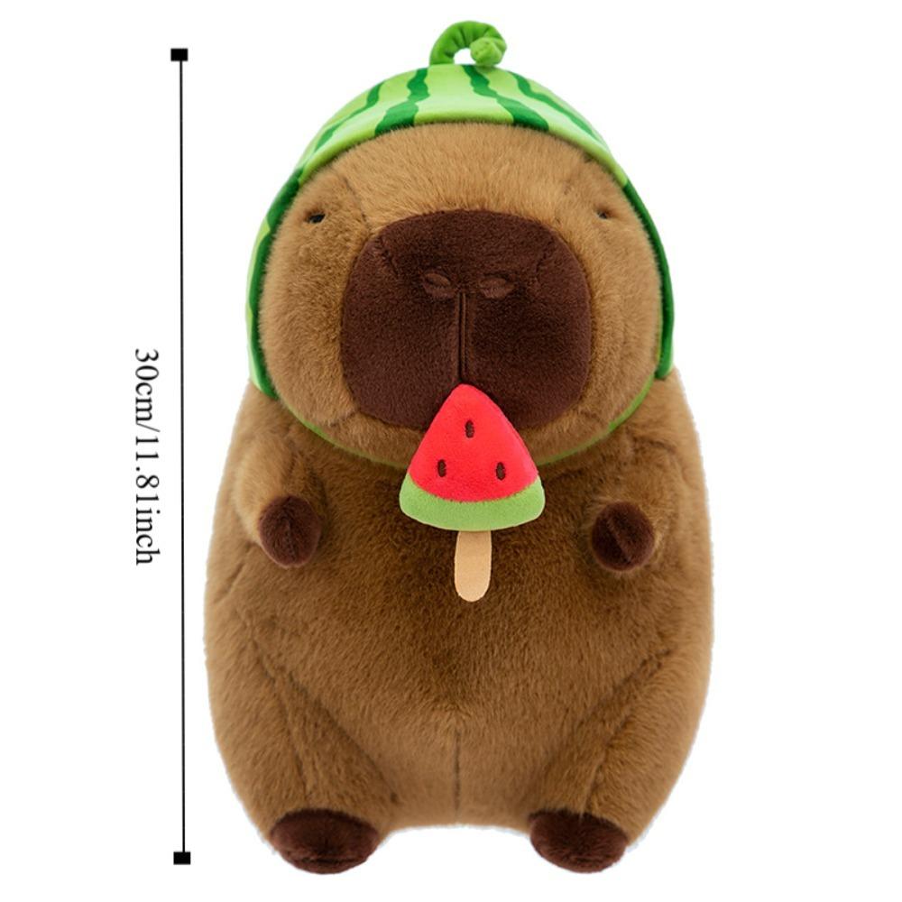 Fluffy Capybara Plush Doll Watermelon Capybara Stuffed Doll Funny Capybara Plush Toy  Room Decor