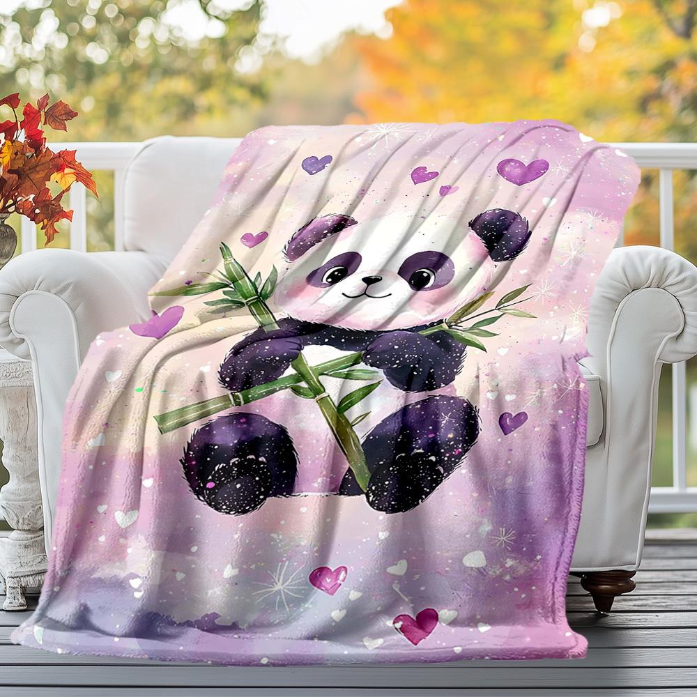 1pc panda heart Outdoor Flannel Blanket Soft Warm All-Season Throw for Sofa Bed Car Camping Office, Cozy Gift Idea1212S