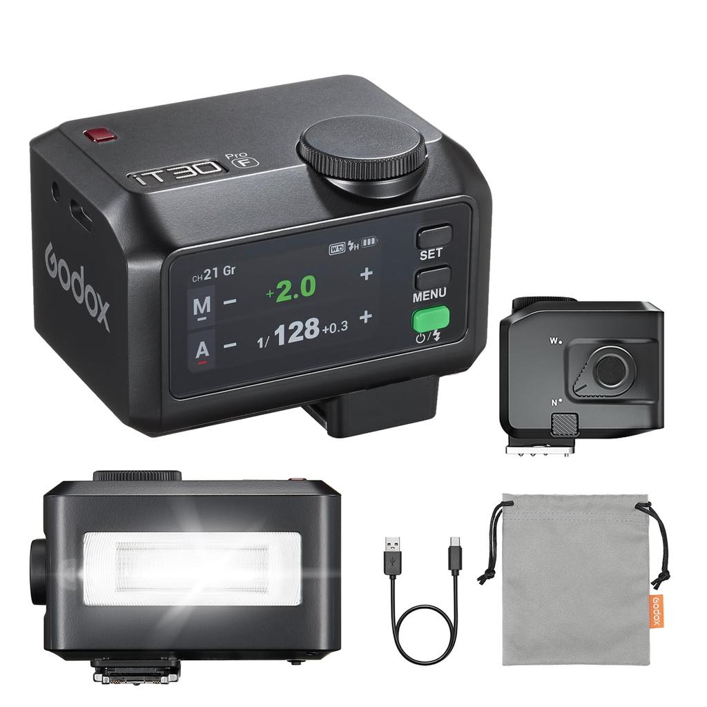GODOX iT30Pro F TTL Flash for Fuji Color Compact Yet 560 Full Wireless Optical Control for On-Camera Cameras, Touch-Sensor LCD, High-Performance,