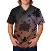 Men's Halloween Print Scrub Top Short Sleeve for Work Uniform