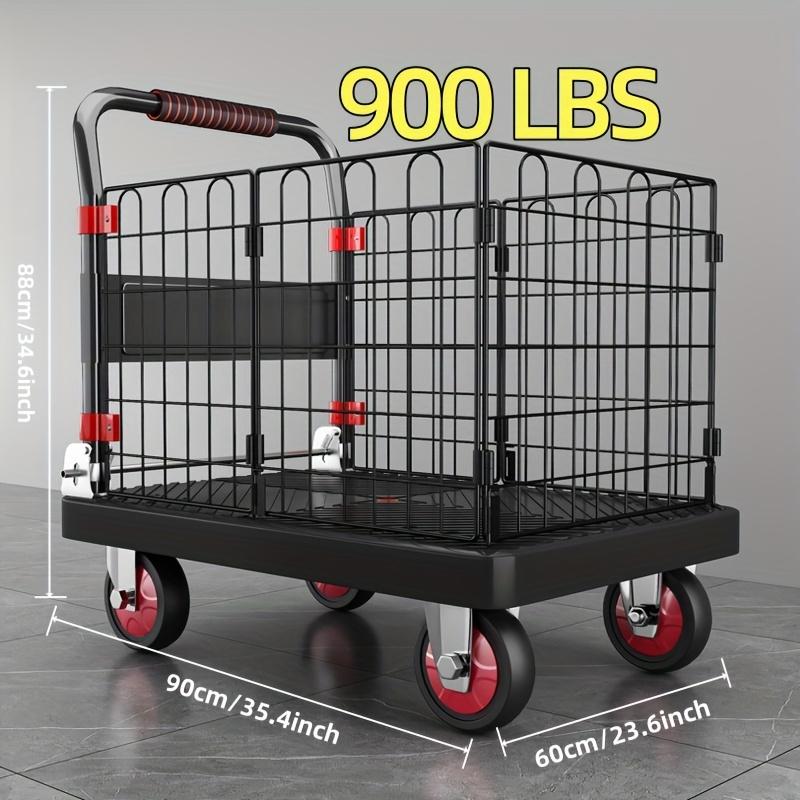 Caged Platform Trolley, Bearing Folding Transporter, Thickened and Durable Hand Truck, Foldable  Warehouse Item Handling