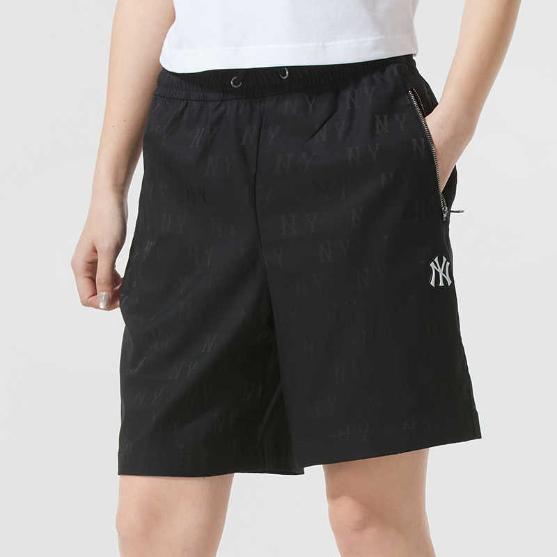 MLB New York Yankees All Over Print Comfortable Zipper Woven Lace-Up Casual Shorts Unisex shorts Black 3ASMM0153-50BKS
