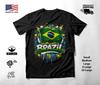 Brazil Flag Graffiti Graphic T-Shirt Black Unisex S-2XL