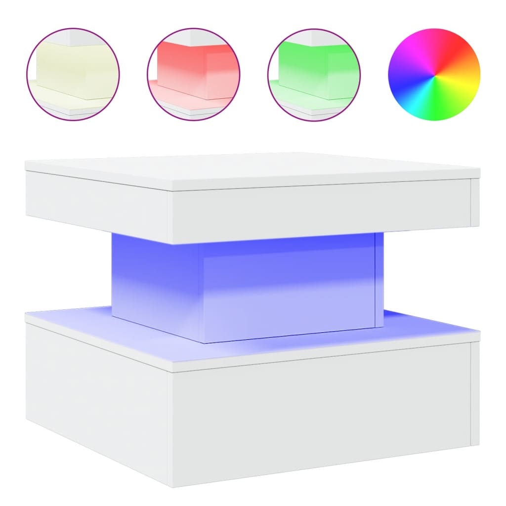 Vidaxl Blanc Table Basse Avec Lumières Led 50X50x40 Cm - Image 4