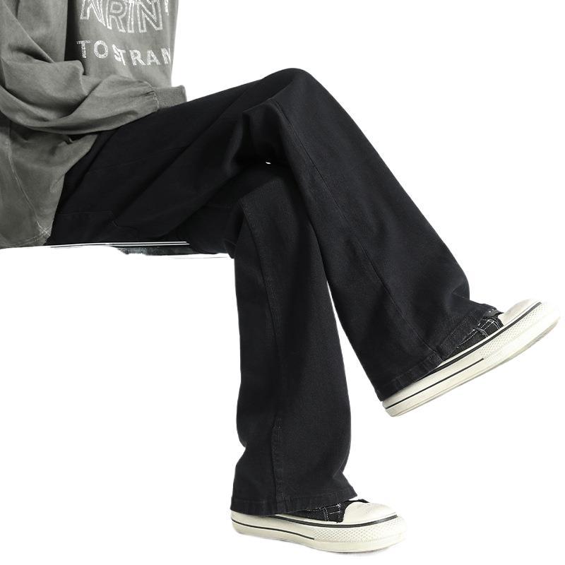 American High Street Black Jeans Men's Loose and Handsome Slim Trousers