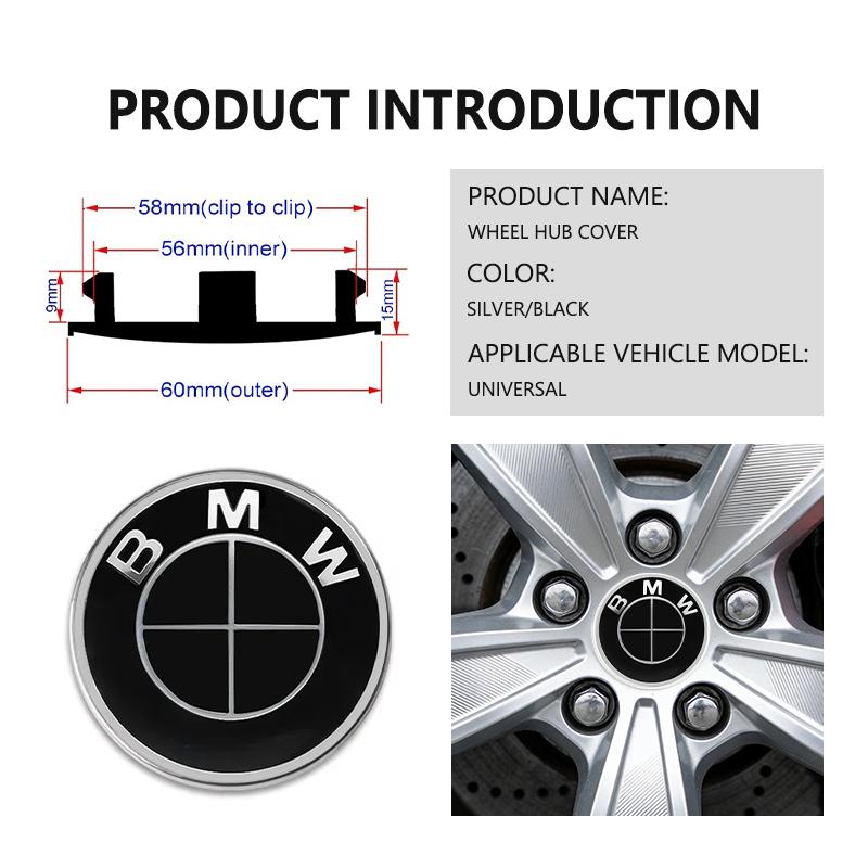 4pcs 56mm Car Wheel Stickers Center Hub Cap Emblem Badge Decal For BMW X1 X3 E39 E46 E30 E36 E87 E60 E90 F26 G02 E70 F15 E53 G05