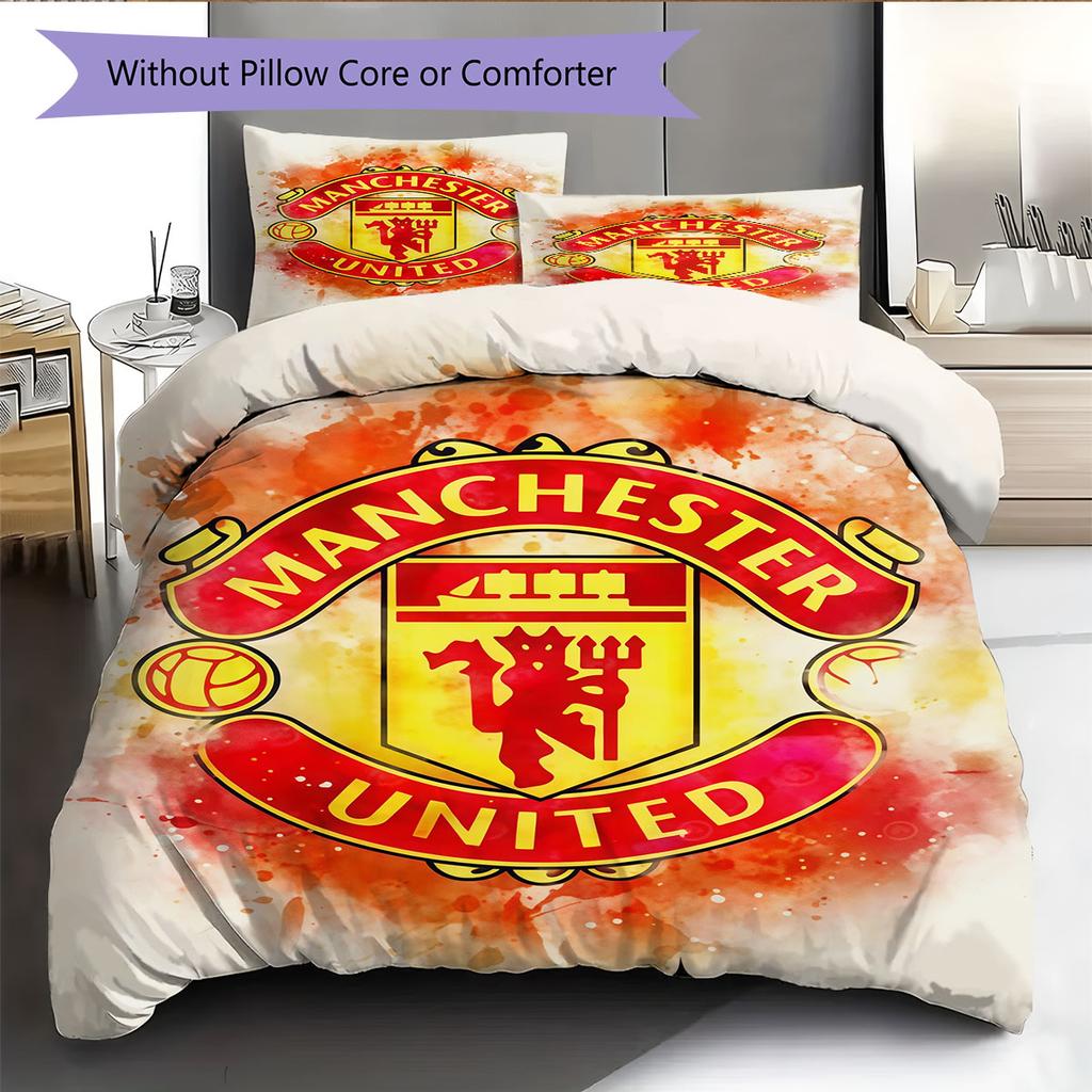 Königliches MUFC Kronen Bettwäsche Steppdecke Set Bettbezug Kissenbezug Heimdekoration Geburtstagsgeschenk (1 Bettbezug + 2 Kissenbezüge, ohne Füllung)