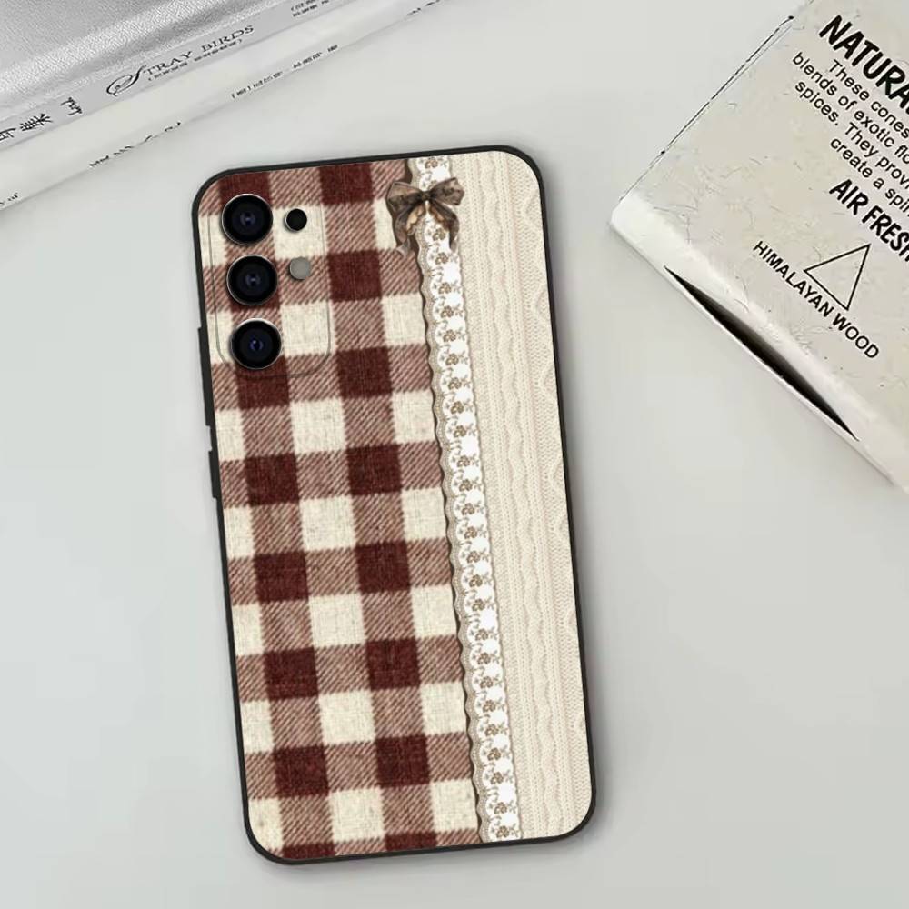 Splicing Grid Style Phone Case For Samsung S25,S24,S21,S22,S23,S30,Ultra,S20,Plus,Fe,Soft Silicone Black Cover