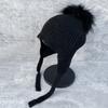 New big hairball knitted wool hat children's autumn and winter cold and warm ear protection hat cycling windproof Lei Feng hat