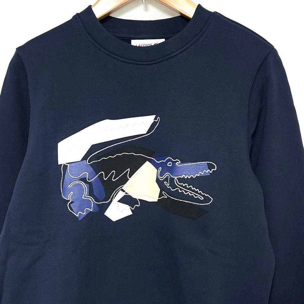Used LACOSTE 22SS Stitch & Print Crocodile Sweatshirt Navy M