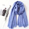 105*190cm One Piece Women Oversize Solid Plain Scarf Shawls Head Wraps Viscose Cashmere Muslim Frayed Hijabs Pashmina