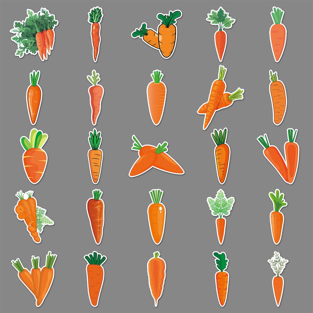 50 Karotten Graffiti Aufkleber Personalisiert Cartoon Niedlich Gemüse Dekoration Kühlschrank Wasserbecher Handyhülle Aufkleber