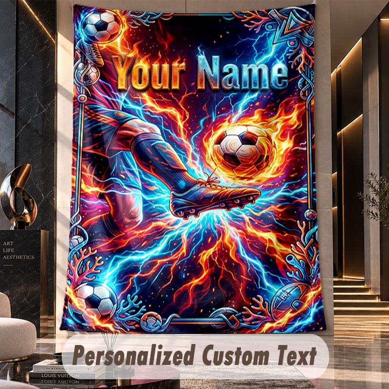 Soccer (18) Theme Custom Tapestry Personalized Custom Name Text Wall Hanging Tapestry Home Decor Background Cloth