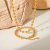 Fashionable minimalist titanium steel round bead chain necklace, unique trendy 18K gold stainless steel bracelet