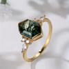 European and Korean Pastoral Ring Female, Horse Eye Geometric Hexagonal Design Ring, Mori Medieval Ring